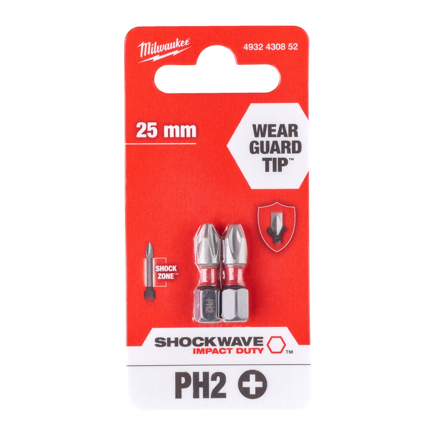 Milwaukee SHOCKWAVE™ IMPACT DUTY Schraubbits PH2 x 25 mm - 2 Stück - gartengeraete.jetzt  - 