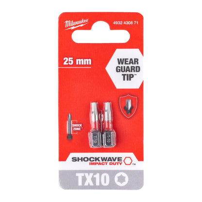 Milwaukee SHOCKWAVE™ IMPACT DUTY Schraubbits TX10 x 25 mm - 2 Stk. - gartengeraete.jetzt  - 