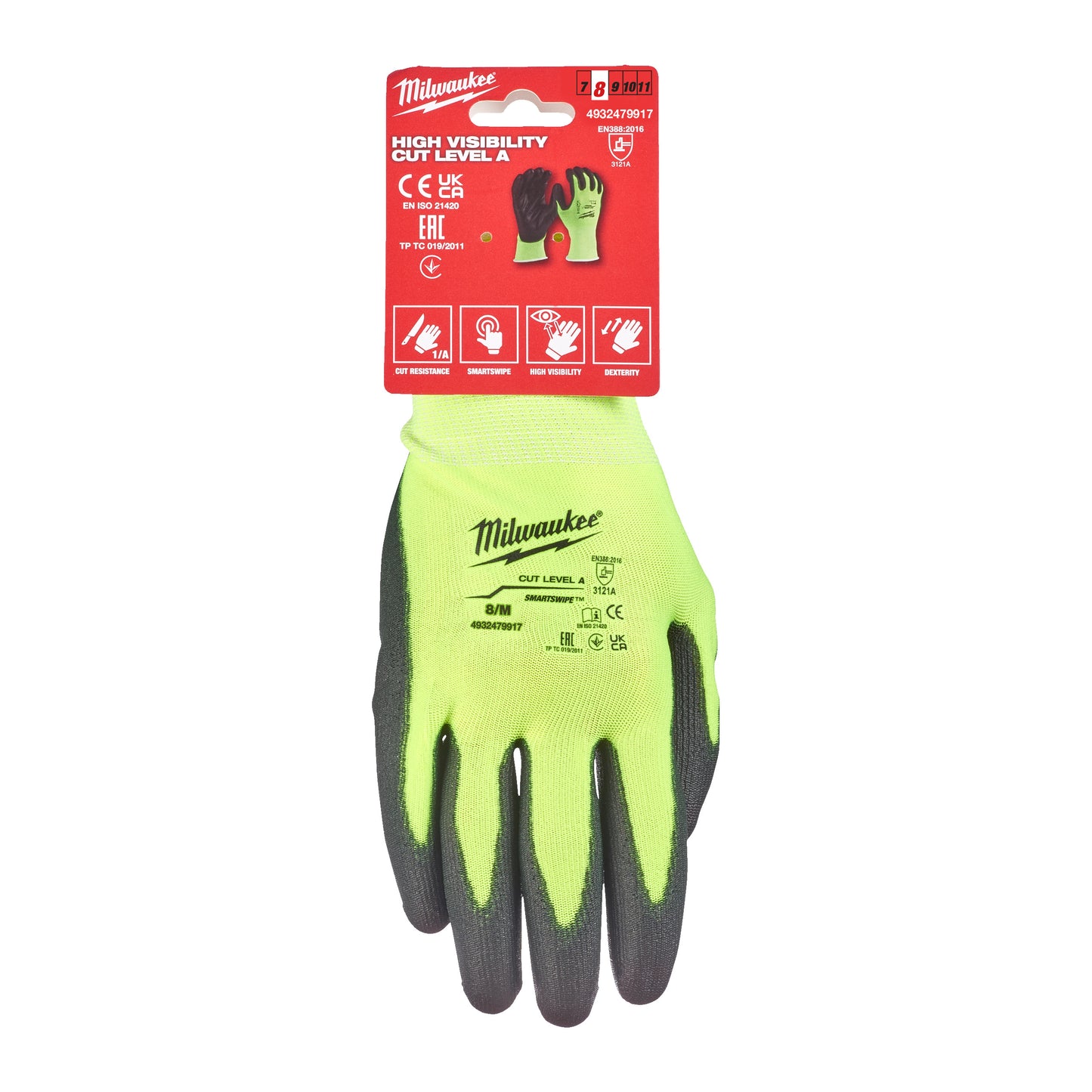 MILWAUKEE® Hi-Vis Cut A Handschuhe 8/M - gartengeraete.jetzt  - 