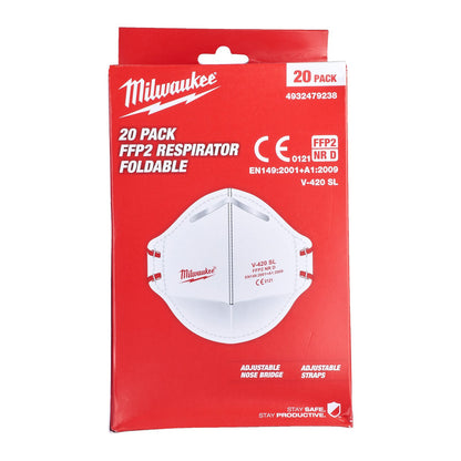 Milwaukee FFP2 Opvouwbaar Stofmasker - 20 stuks - gartengeraete.jetzt  - 