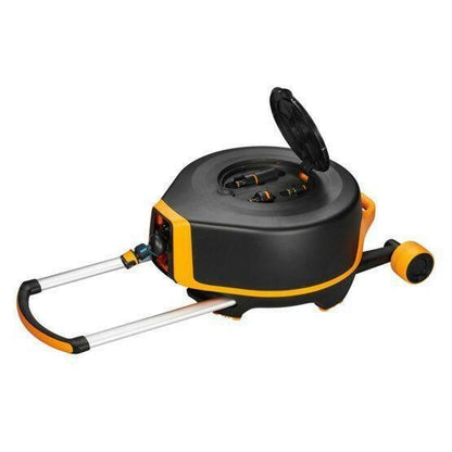 Fiskars Automatischer Schlauchaufroller XL mit Radern inkl. 20m Gartenschlauch - gartengeraete.jetzt  - 