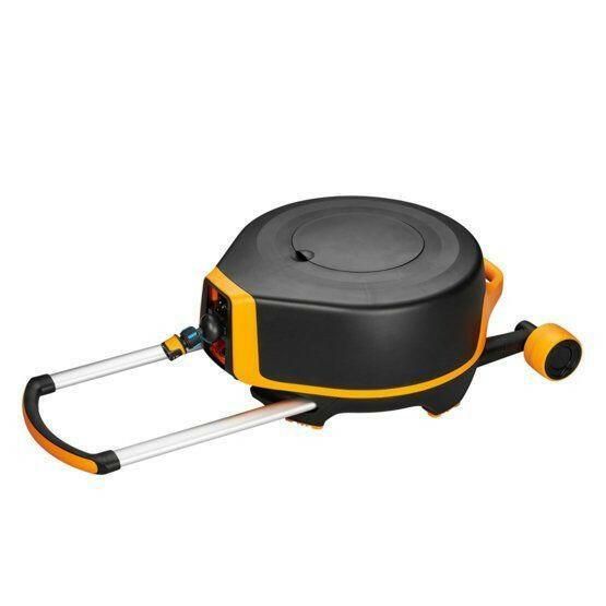 Fiskars Automatischer Schlauchaufroller XL mit Radern inkl. 20m Gartenschlauch - gartengeraete.jetzt  - 